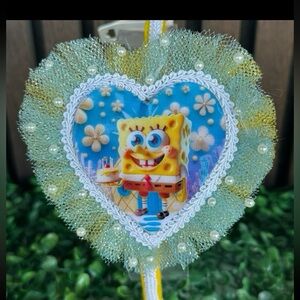 Aqua Heart Sponge Character headband with Pearls